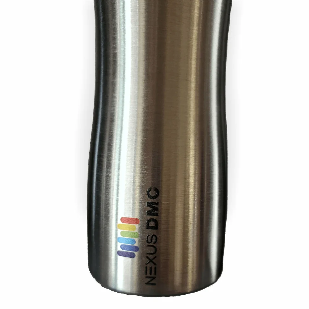 Silver stainless steel bottle for outdoor activities